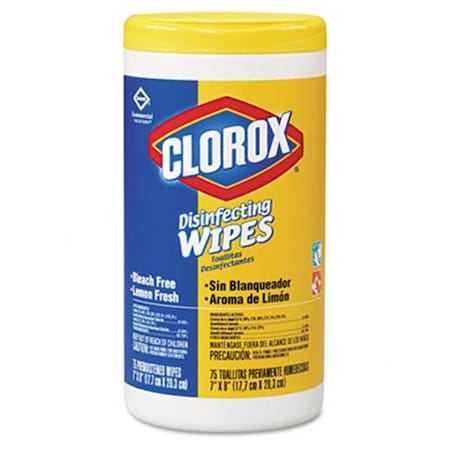 Clorox Clorox 15948EA Lemon Scent Disinfecting Wet Wipes- Cloth- 7 x 8- 75/Canister 15948EA